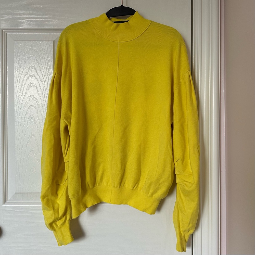 Free People Bright Yellow Mock Neck Sweater